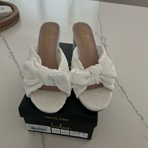 Lulu’s Dorothea Ivory Knotted High Heel Sandals